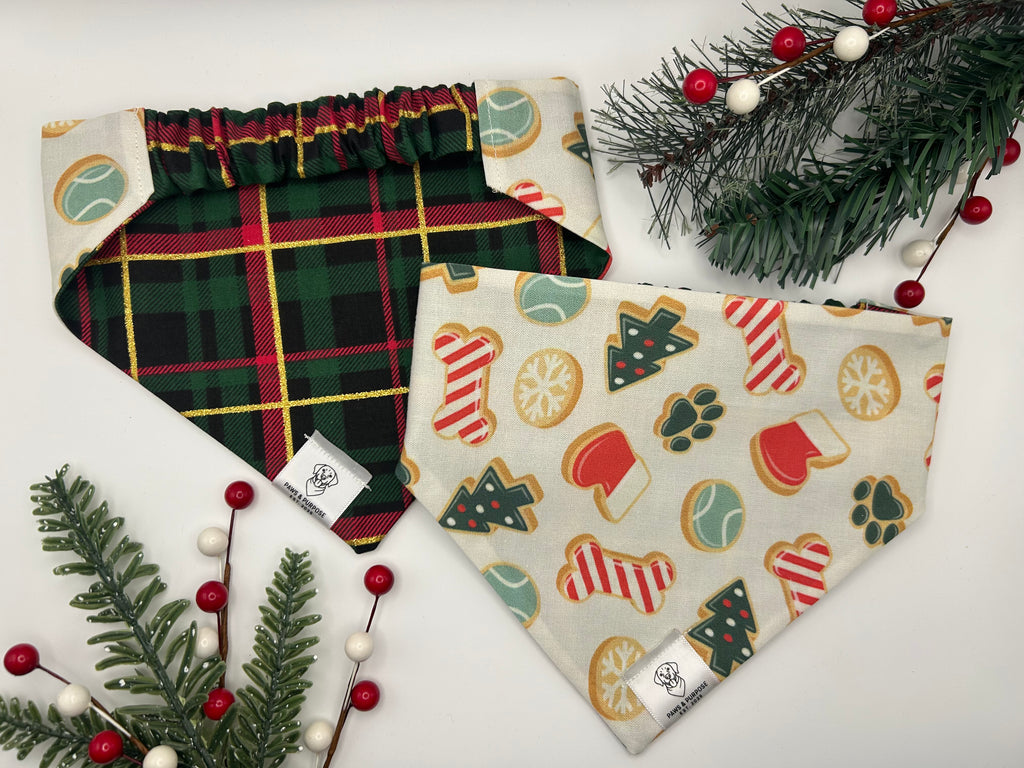 Christmas Cookie/Green Plaid Bandana