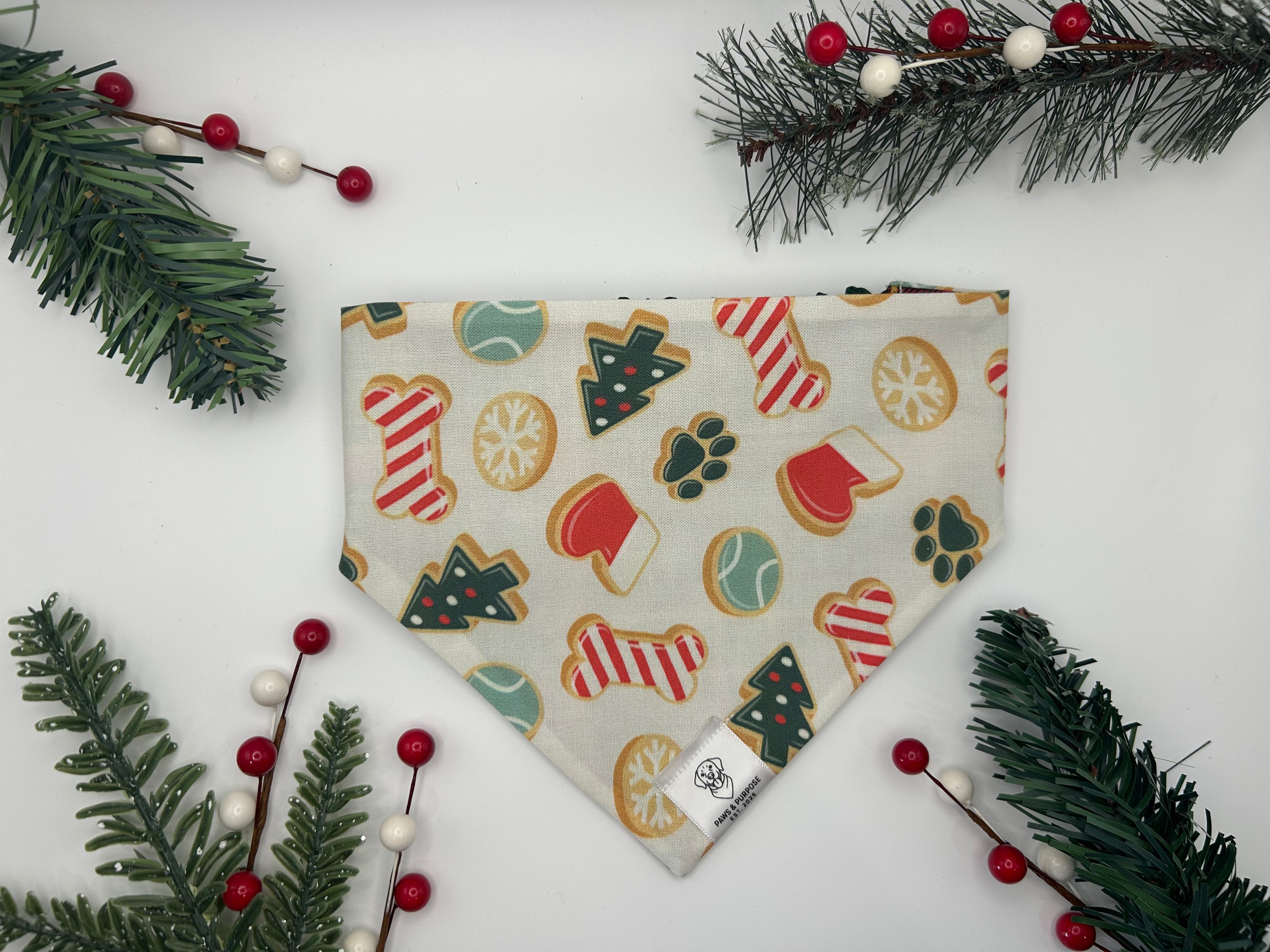 Christmas Cookie/Green Plaid Bandana