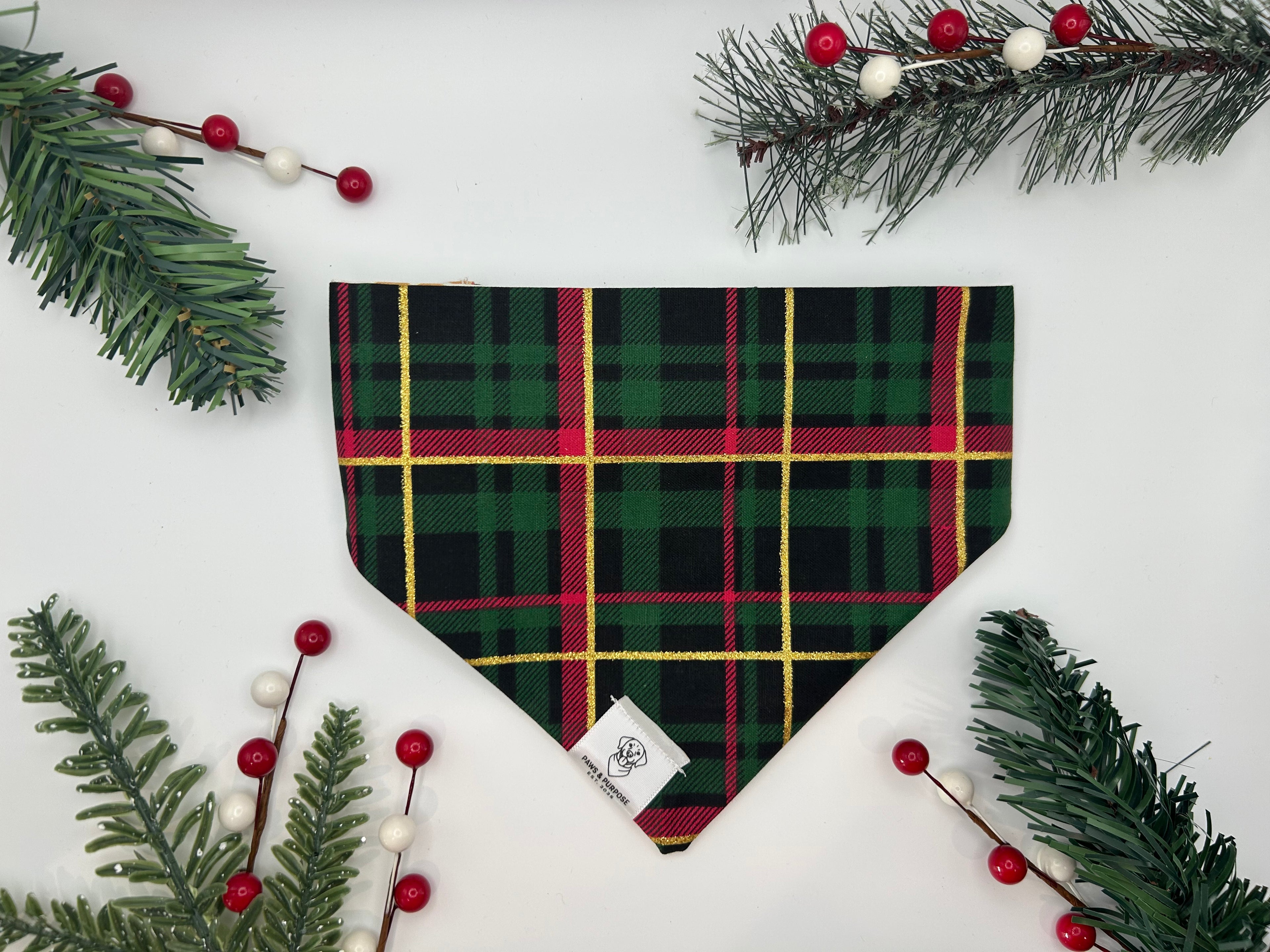 Christmas Cookie/Green Plaid Bandana