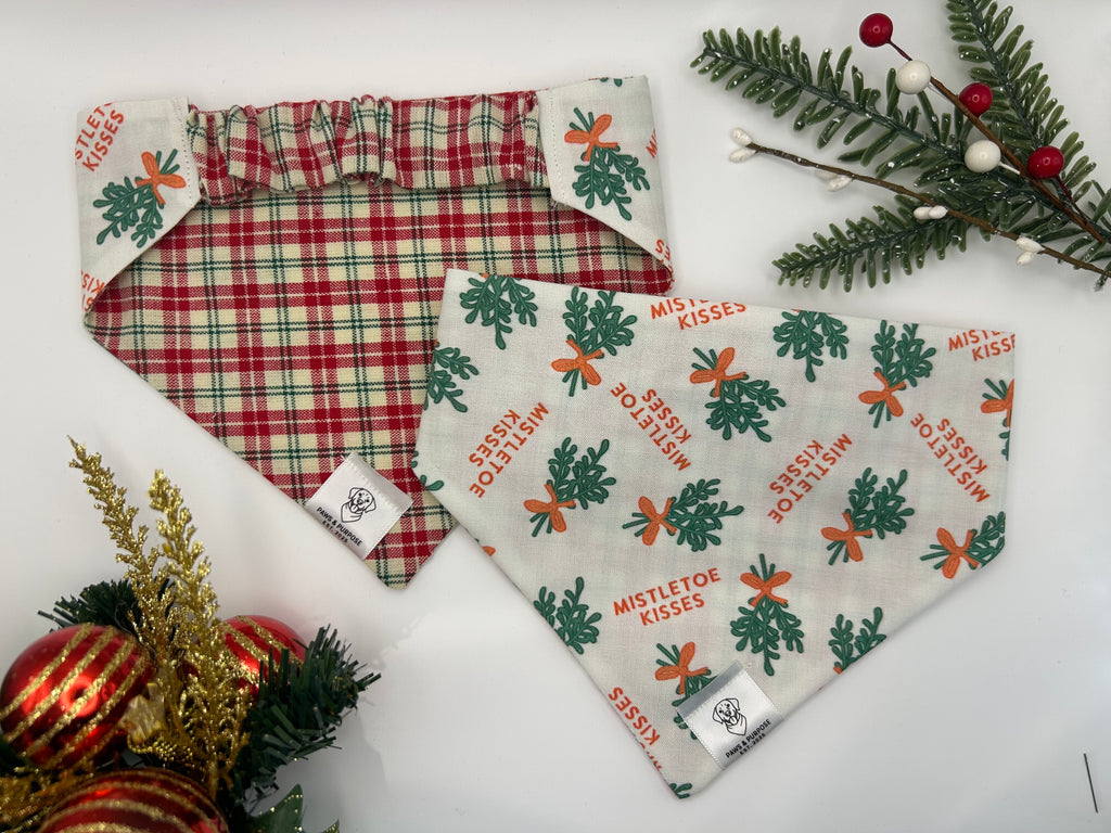 Mistletoe Kisses/Red Plaid Bandana