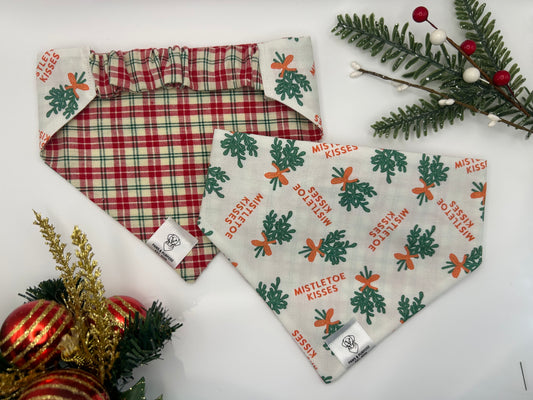 Mistletoe Kisses/Red Plaid Bandana