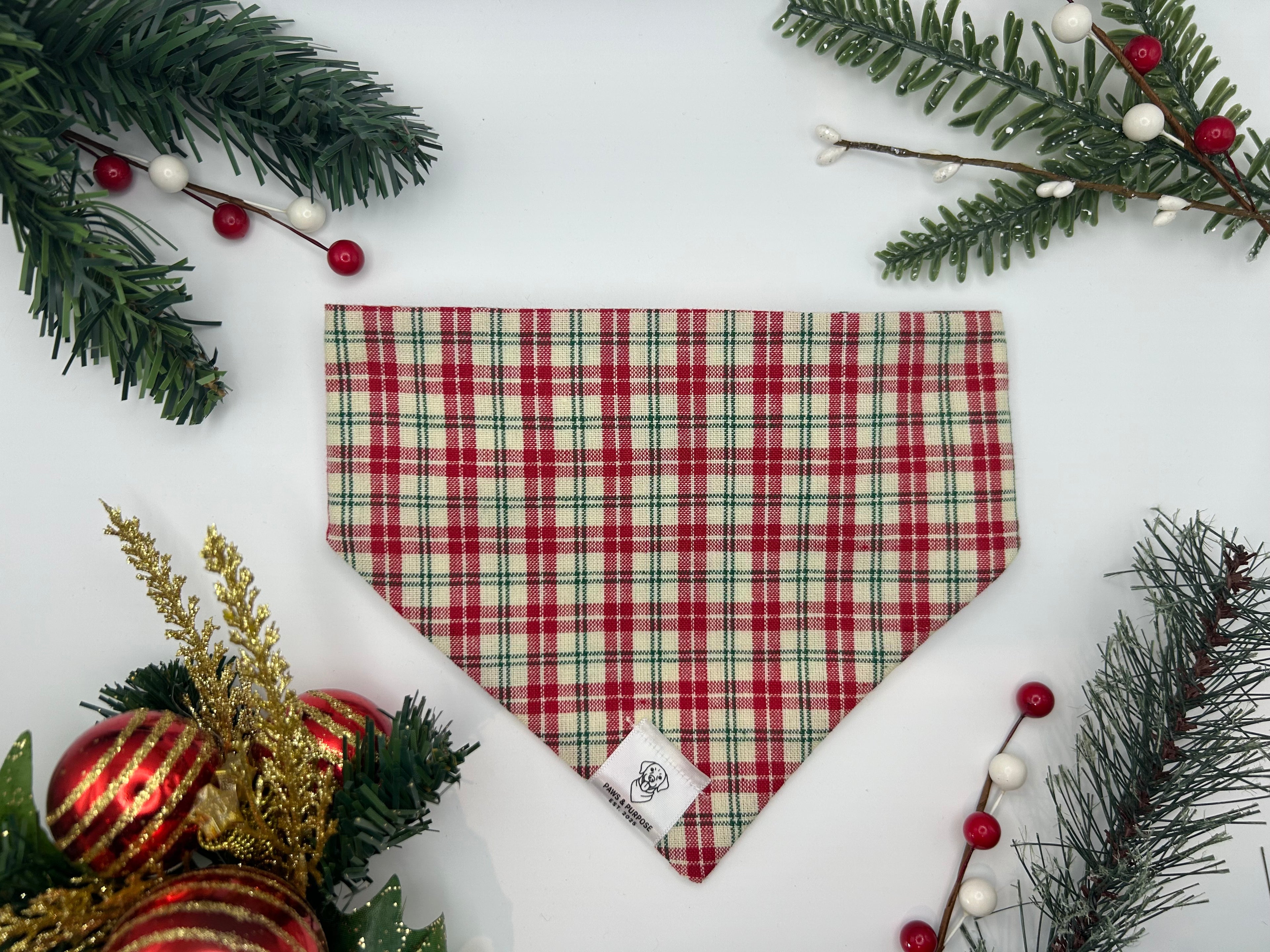 Mistletoe Kisses/Red Plaid Bandana