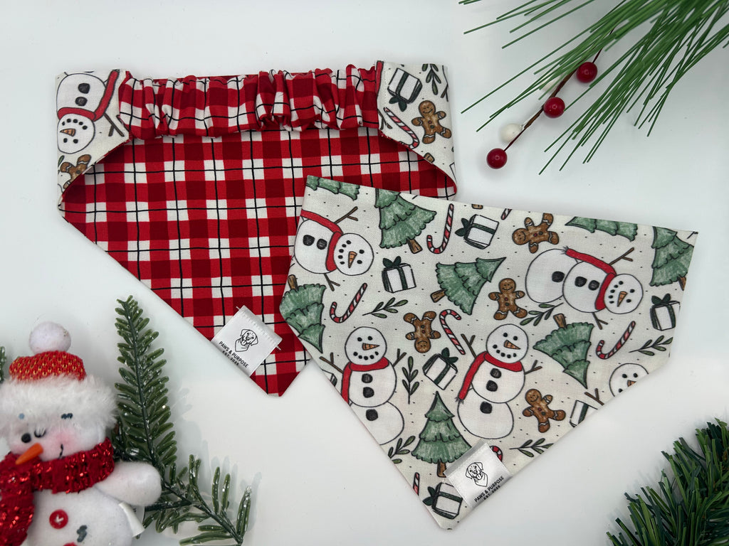 Snowman/Red Plaid Bandana
