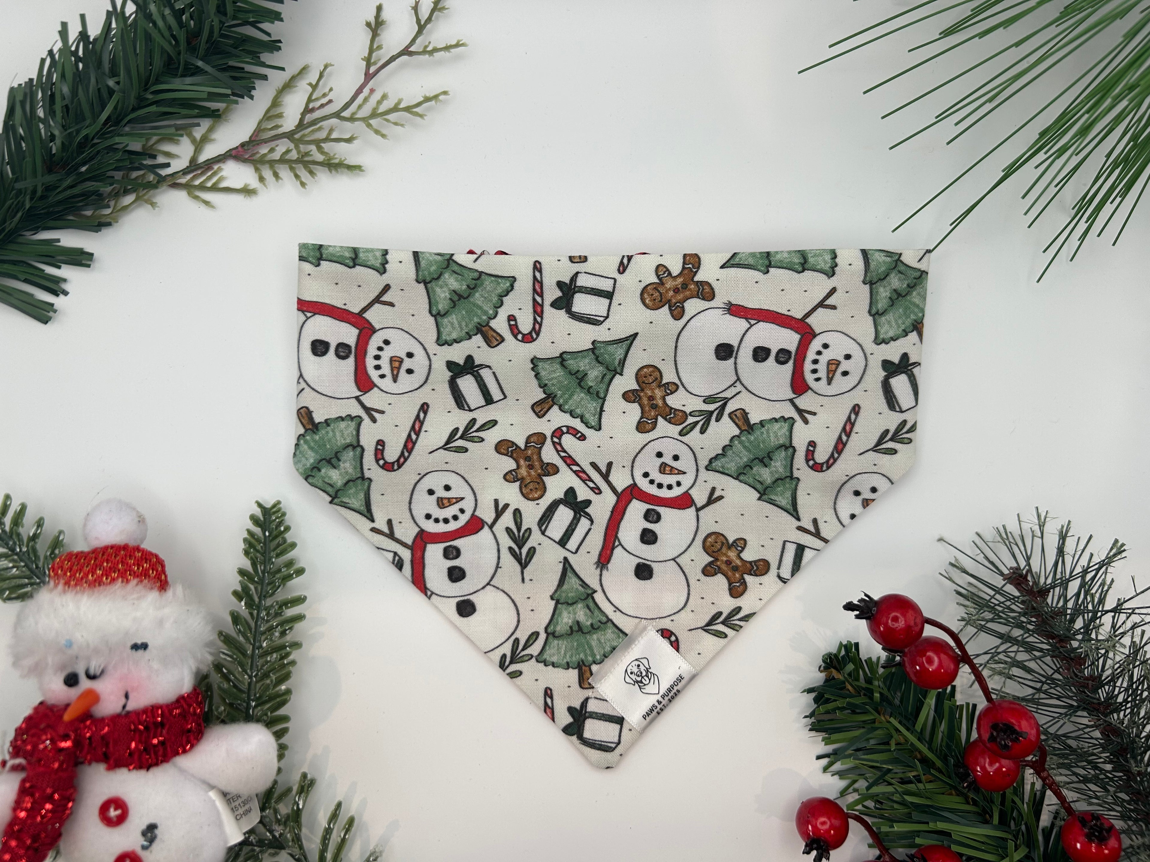 Snowman/Red Plaid Bandana