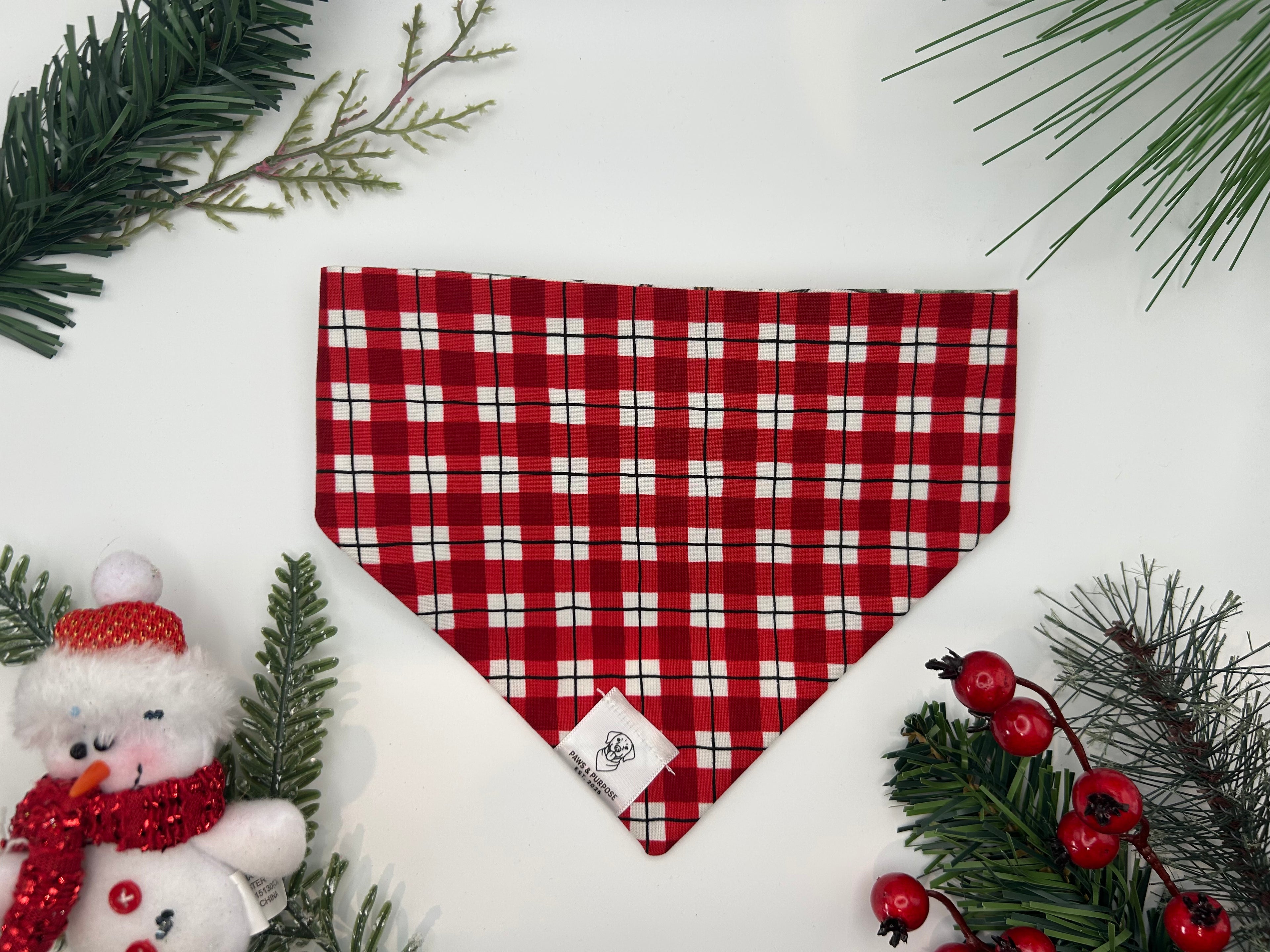 Snowman/Red Plaid Bandana