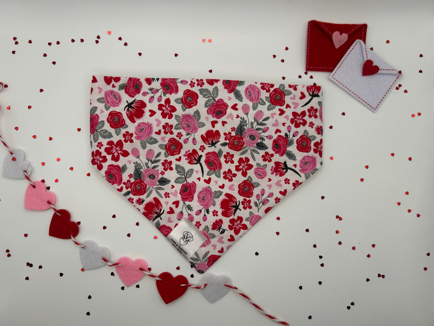 Heart Gingham/Floral Bandana